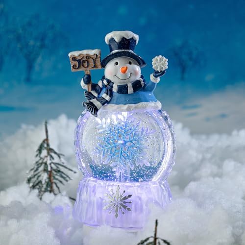 Snowman Christmas Snow Globes, Rotating Snowflake Shatterproof Music Box