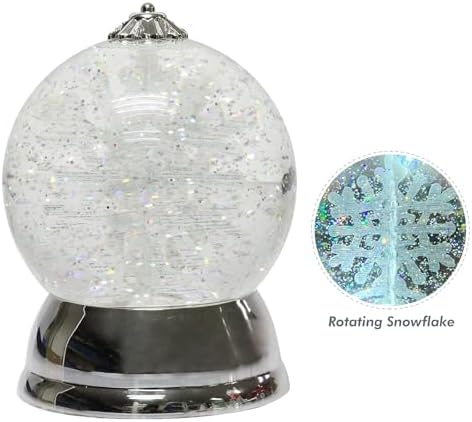 Christmas Lighted Snow Globe 6.5” Spinning Snowflake LED Water Globe by MOMENTS IN TIME – Battery Operated Acrylic Christmas Decoration for Mantel or Tabletop Display