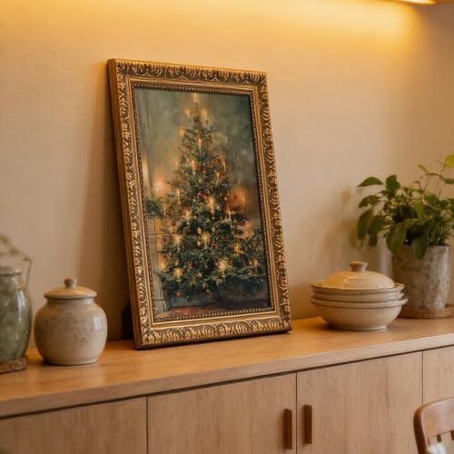 Vintage Christmas Tree Poster Nostalgic Holiday Wall Art Room Decor