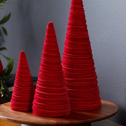 Your Heart's Content Red Velvet Trees, Set of 3 (Red)