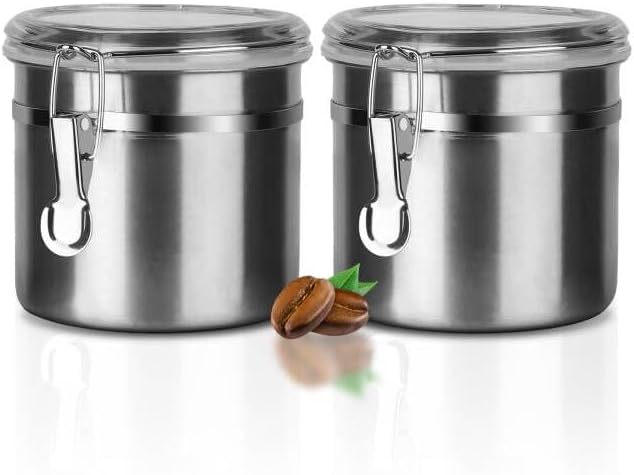 Walktosun Stainless Steel Food Container with Clear Lids Airtight Storage Container Stackable Small Canisters Kitchen Pantry Storage for Cereal, Snacks, Candy, Herbs, Spices, Sugar, Tea (1.2L Silver)