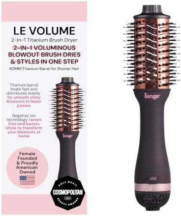 L'ANGE HAIR Le Volume 2-in-1 Titanium Blow Dryer Brush | Frizz Control Blowout Hair Dryer Brush for Drying and Styling | Volumizing Hot Air Styler for All Hairstyles | Oval Barrel | Black - 60mm