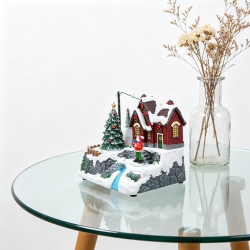 Rotating Christmas Snow Globe Musical Decor Lighted Snow House