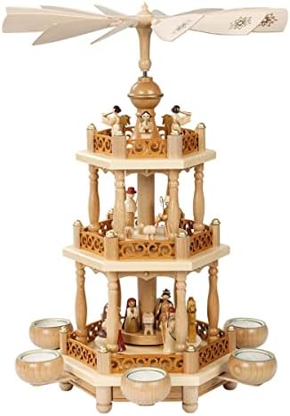 16702 Richard Glaesser Pyramid-3 tiers-Nativity-17.5" H W x 11.5", Brown