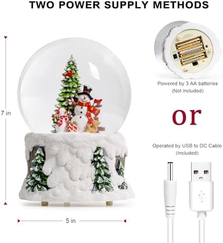Snowmen Christmas Snow Globe, Musical Lighted with 6H Time Snowman Water Lantern with Swirling Glitter, Christmas Holiday Party Gifts and Decorations