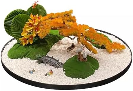 Tablescape Hotel Dining Table Large Round Rotating Table Simulated Bonsai Landscape Decoration Chinese Bonsai Landscape Decoration Round Table Simulated Landscape(80cm)