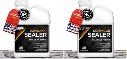 1 Gal. DOMINATOR Stone+ Gloss Clear Acrylic Sealer | Satin Finish Stone Sealer, Clay Brick Sealer | Color Enhancing | Professional Grade | Fast Dry | Indoor and Outdoor (Pack of 2)