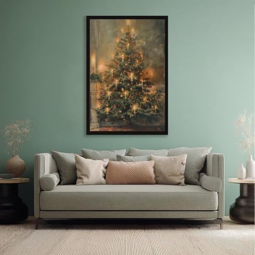 Vintage Christmas Tree Poster Nostalgic Holiday Wall Art Room Decor