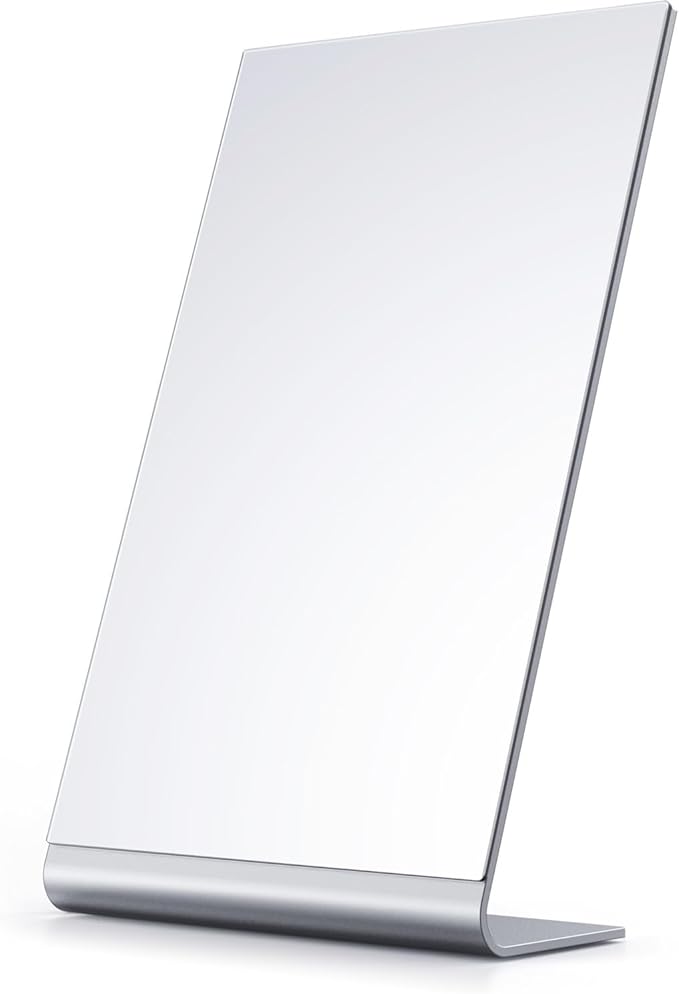 NEZZOE 12"x7" Frameless Flat Makeup Mirror, Free Standing Vanity Mirror for Bathroom Countertop, Desk or Jewelry Display, Perfect for Makeup & Shaving