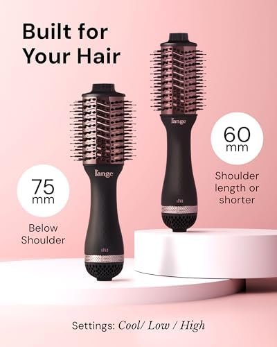 L'ANGE HAIR Le Volume 2-in-1 Titanium Blow Dryer Brush | Frizz Control Blowout Hair Dryer Brush for Drying and Styling | Volumizing Hot Air Styler for All Hairstyles | Oval Barrel | Black - 60mm