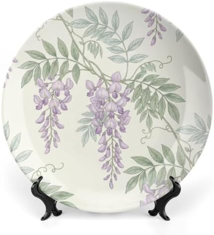 Vintage Wisteria Decorative Plates for Wall Hanging, 8" Bone China with Stand
