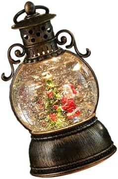 Musical Rotating Christmas Santa Ornament with Sparkling Snowflakes and Warm Light Home Tabletop Decoration Animated Snowfalls Resin Craft