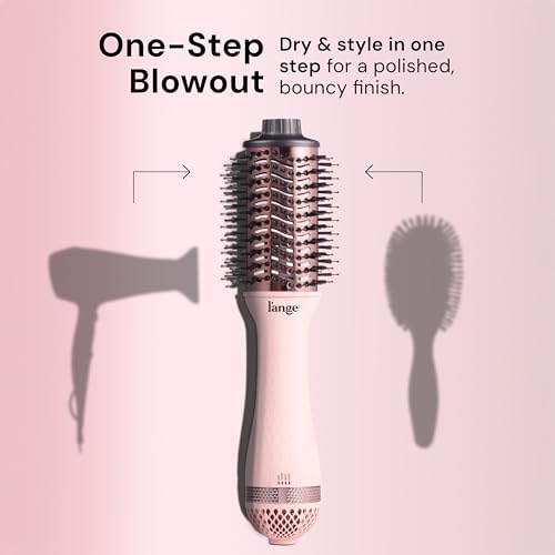 L'ANGE HAIR Le Volume 2-in-1 Titanium Blow Dryer Brush | Frizz Control Blowout Hair Dryer Brush for Drying and Styling | Volumizing Hot Air Styler for All Hairstyles | Oval Barrel | Blush - 60mm