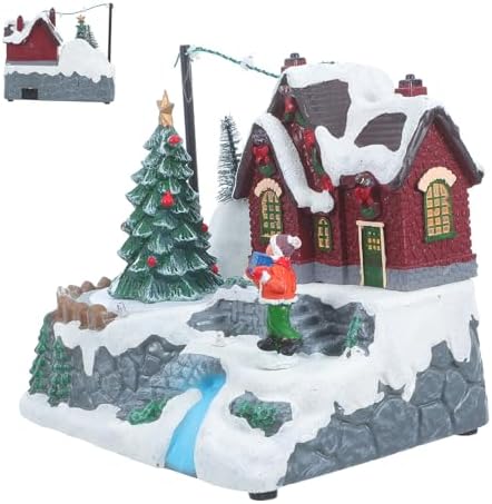 Rotating Christmas Snow Globe Musical Decor Lighted Snow House
