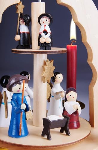BRUBAKER Christmas Pyramid - 12 Inches - 'Jesus in the Crib' - Handpainted - Designed in Germany