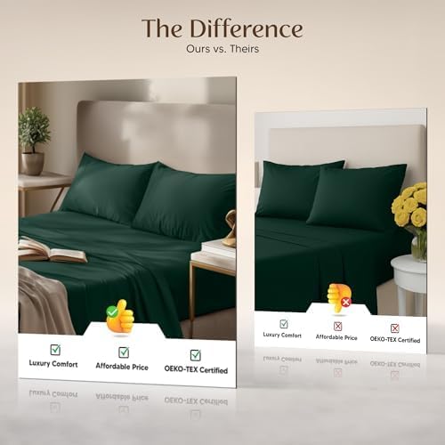 Utopia Bedding Full Size Sheet Set – 4 Piece Bed Sheets, Soft and Breathable Microfiber, Includes 1 Fitted Sheet, 1 Flat Sheet and 2 Pillowcases – Oeko Tex (Emerald Green)