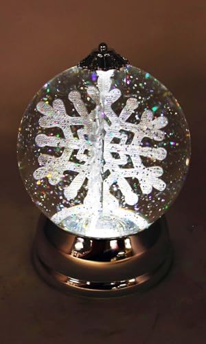 Christmas Lighted Snow Globe 6.5” Spinning Snowflake LED Water Globe by MOMENTS IN TIME – Battery Operated Acrylic Christmas Decoration for Mantel or Tabletop Display