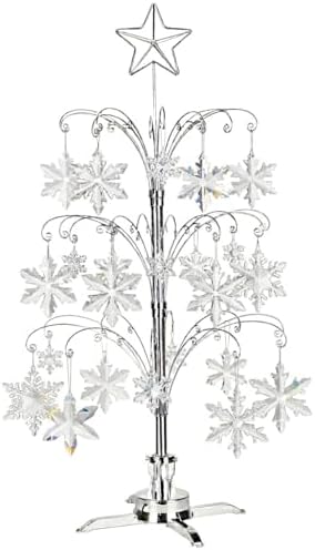 HOHIYA 47" Rotating Ornament Display Tree 60 Hooks Silver Metal Stand