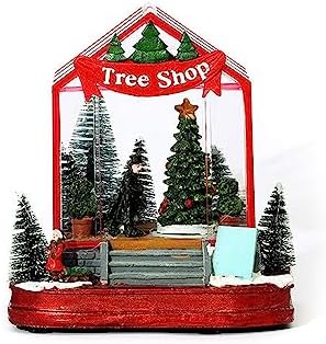 Handcraft Christmas House Collectible with Rotating Train and Musical Wind Players USB Battery for Display Collectable Decor Building