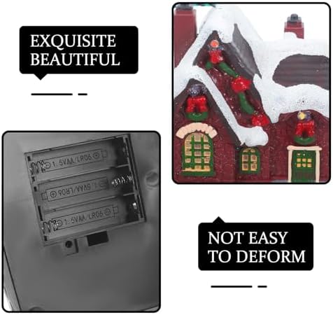 Christmas Musical Decoration Rotating Resin Snow House Revolving Christmas Tree Music Box Ornament Winter Village Tabletop Decor for Festival Party(Rotating Tree)