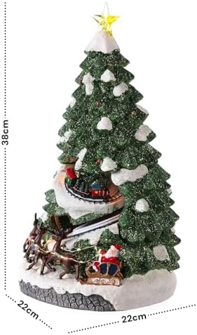 Avilia Animated Miniature Christmas Tree with LED Lights and Christmas Music – Made with Durable Materials and Hand-Painted, Great for Home Decoration During Christmas Period 38 x 22 x 22 cm