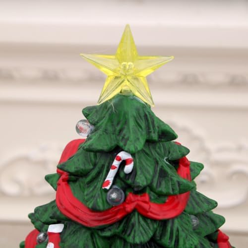 Musical Christmas Tree Display with Warm Lights, USB or Battery Use, Resin Holiday Figure for Desk Shelf Home Styling an