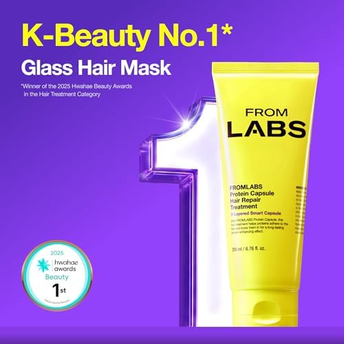 FROMLABS Korean Glass Hair Care Trio Routine – Deep Conditioning Protein Repair Mask, Keratin Bond & Split End Repair Powder & Leave-In Anti-Frizz Detangler Spray | for Curly, Wavy, Damaged Hair