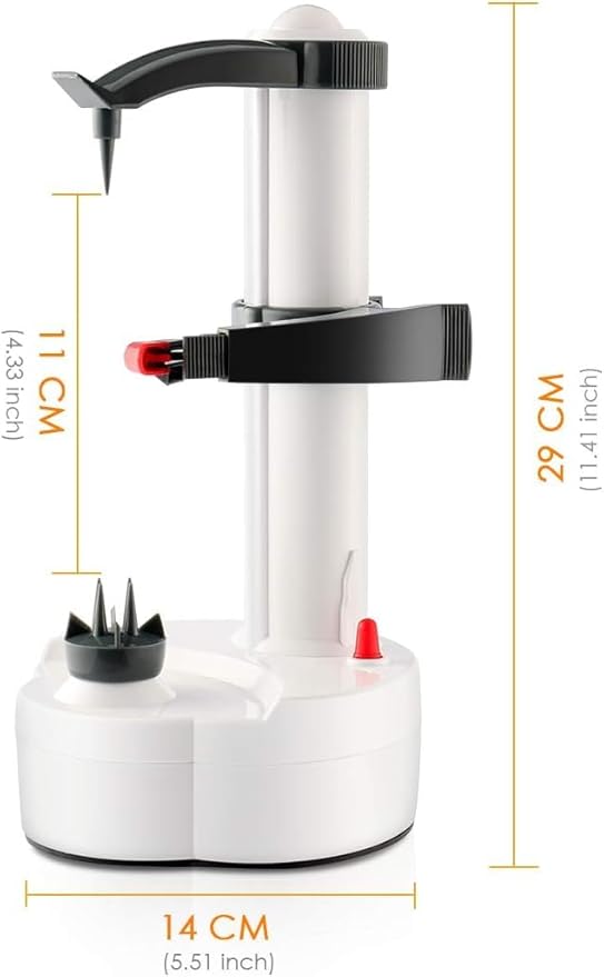 ele ELEOPTION Electric Potato Peeler Multifunction Electric Fruit Apple Peeler Potato Peeling Machine Automatic Rotating, Kitchen Peeling Tool White