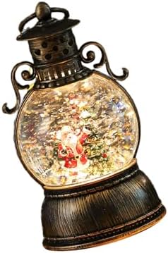 Musical Rotating Christmas Santa Ornament with Sparkling Snowflakes and Warm Light Home Tabletop Decoration Animated Snowfalls Resin Craft