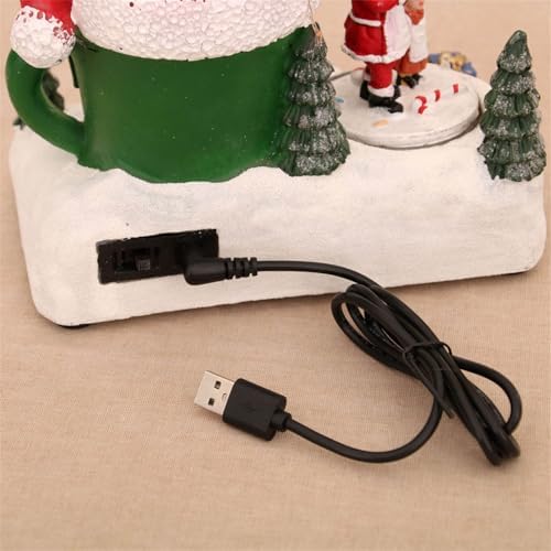 Holiday Seasonal Musical House Resin Ornament with Colorful LED Light Christmas Rotating Figurines Statue Desktop Decors LED Light Christmas Ornament
