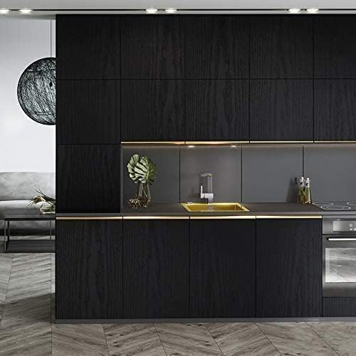 Black Wallpaper - Wood Peel and Stick Wallpaper – Black Wood Self-Adhesive & Removable Wall paper for Countertop Furniture Kitchen Wall, Countertop Contact Paper, Easy to Clean, 11.8''×590'' Vinyl