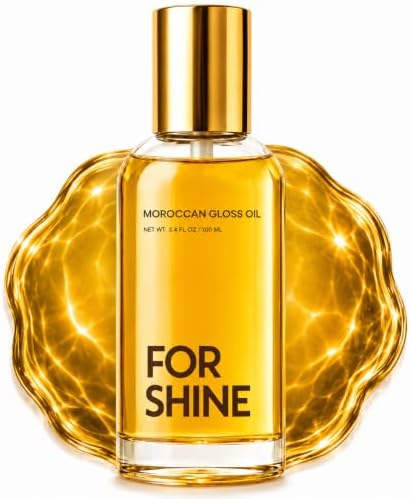FOR SHINE Moroccan Gloss Argan Oil | Frizz Control & Hydration | High Gloss, Lightweight Feel, Smoothes & Moisturizes | 3.4 fl oz | Hair Serum