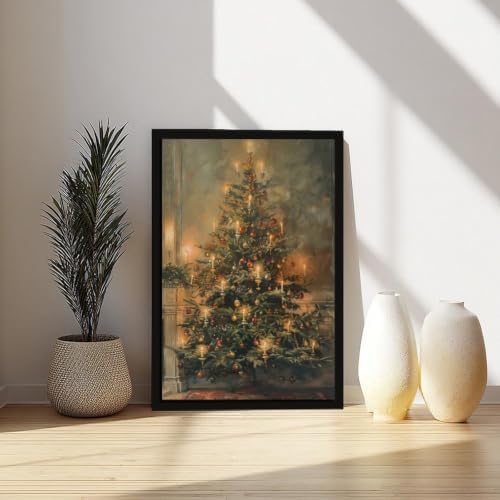 Vintage Christmas Tree Poster Nostalgic Holiday Wall Art Room Decor