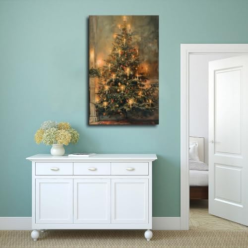 Vintage Christmas Tree Poster Nostalgic Holiday Wall Art Room Decor