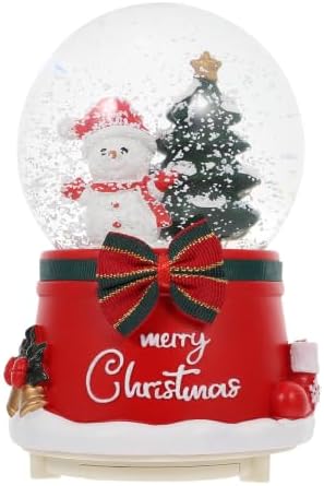 Cabilock Christmas Music Crystal Ball Rotating Music Box with Lighted Xmas Ornament for Home Decor