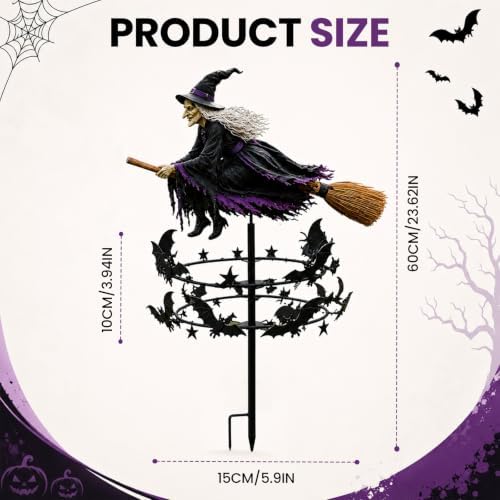 Wind Spinners Outdoor, Witchy Halloween Decorations, Kinetic Metal Spinner Stake for Garden, Lawn and Yard, Fall-Inspired Accent (3D/1PC)