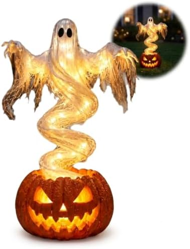 Rotating Ghost Pumpkin Yard Light Halloween Outdoor Porch Decor