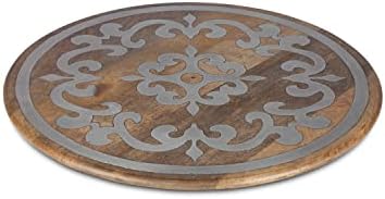 22-Inch Diameter Metal-Inlaid Wood Heritage Lazy Susan