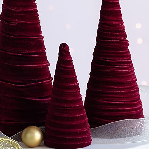 Set of 3 Burgundy Velvet Trees (Burgundy)