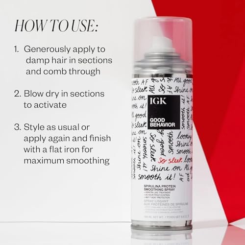 Igk Good Behavior Spirulina Smoothing Spray Anti Frizz Heat Protectant Vegan