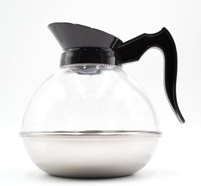 1 Pack Commercial Coffee Decanter 64oz 1.8L 12 Cup (Black), Polycarbonate Plastic Body with Stainless Steel Bottom & Ergonomic Handle, Perfect for Serving Coffee at various commercial occasions