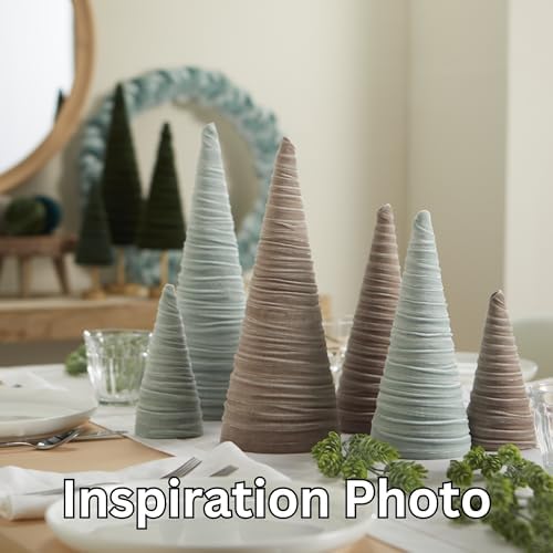 Taupe Velvet Trees Set of 3, Handcrafted Elegant Holiday Entryway, Neutral Modern Decor, Minimalist Mantle Valentine's, Wedding Centerpiece (Taupe)