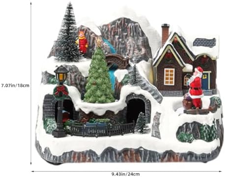 OUNONA Lighted Christmas Village Snow Decorations for Home Decor