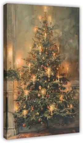 Vintage Christmas Tree Poster Nostalgic Holiday Wall Art Room Decor