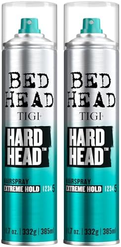 TIGI Bed Head Hard Head Hairspray 2-Pack – Extreme Hold Hairspray, Dries Instantly, Adds Shine, Vibrant Apple Scent, 11.7 Oz Ea