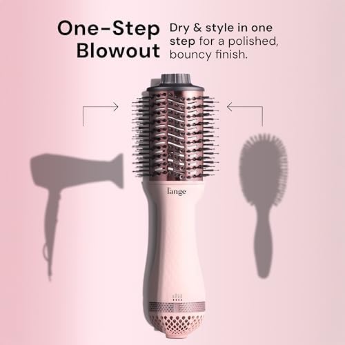 L'ANGE HAIR Le Volume 2-in-1 Titanium Blow Dryer Brush | Frizz Control Blowout Hair Dryer Brush for Drying and Styling | Volumizing Hot Air Styler for All Hairstyles | Oval Barrel | Blush - 75mm