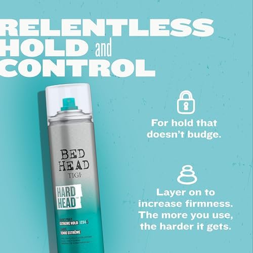 TIGI Bed Head Hard Head Hairspray 7-Pack – Extreme Hold Hairspray, Dries Instantly, Adds Shine, Vibrant Apple Scent, 11.7 Oz Ea