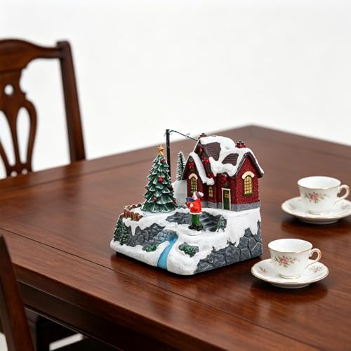 Christmas Music Box Snow Globe with Revolving Tree and Light