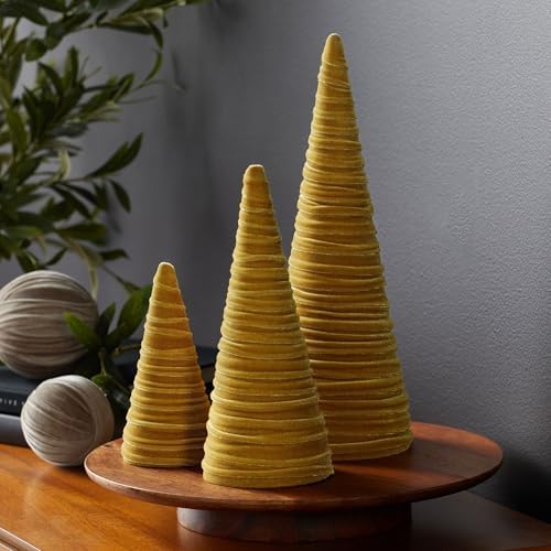Gold Velvet Trees, Set of 3, Gold
