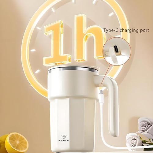 Self Stirring Coffee Mug, 12oz Magnetic Cup | USB Rechargeable, Auto Mixing for Coffee & Milk(Black)
